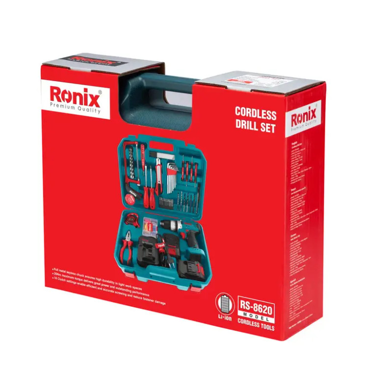 کیت دریل شارژی 20 ولت 53 پارچه رونیکس مدل RS-8620